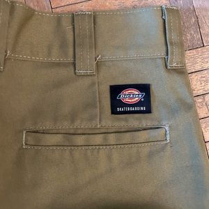 Green Skateboarding dickies. They’ve been cropped 28x26